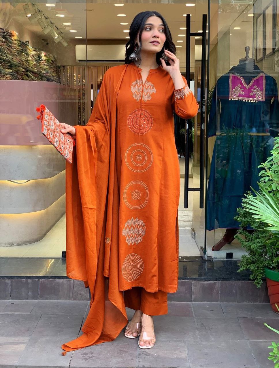 Premium Rayon Slub Embroidered Kurta Pant Set with Chanderi Silk Dupatta | Elegant Festive & Party Wear Collection